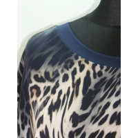 Przedłużana tunika do spodni - brązowa panterka i różowe kwiaty